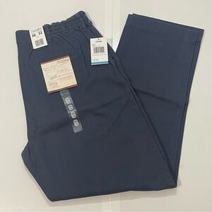 Cabelas Aged Khaki Pants Mens 36x32 Navy Side Elastic Cotton Twill PT245-NAVY